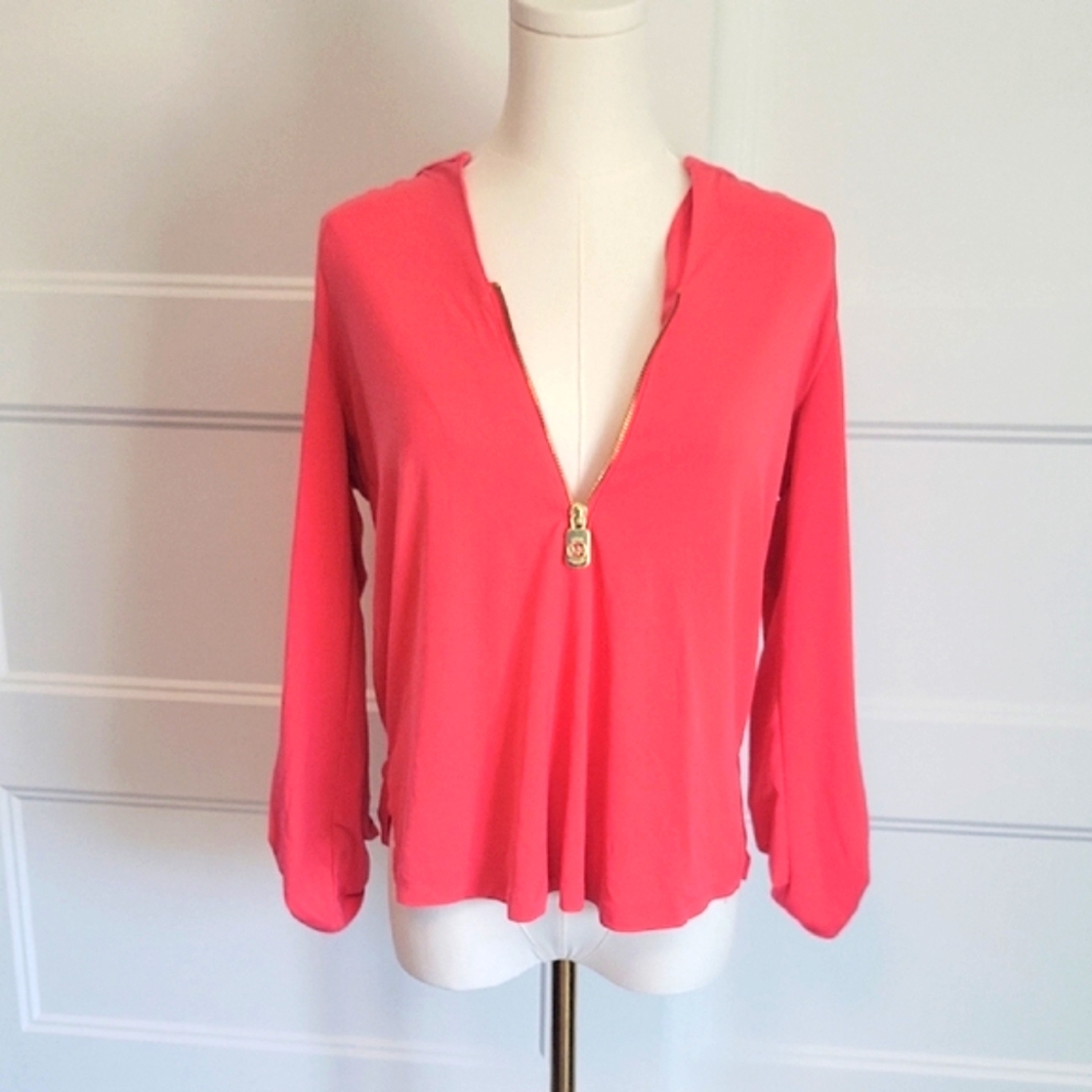 Michael Kors Coral Zipper Blouse